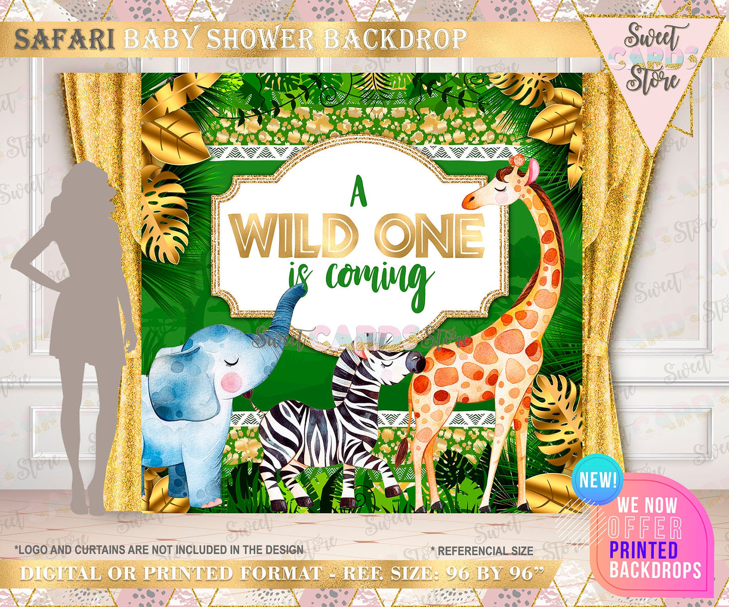 Jungle safari Printable Backdrop, Jungle animals Theme baby shower backdrop, Jungle Birthday Party, Wild One jungle backdrop, Jungle Banner
