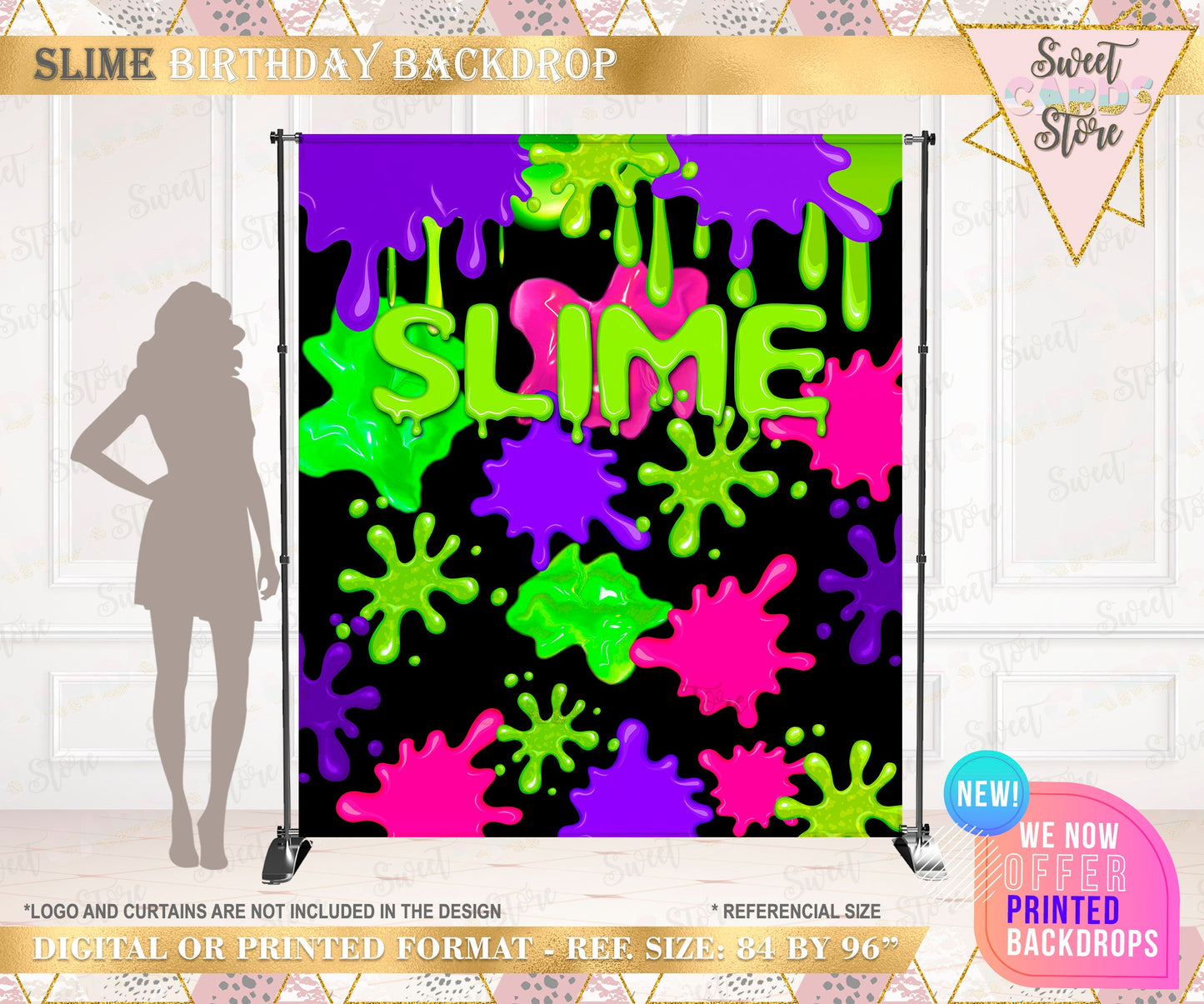 Slime Printable Party Backdrop, Slime Candy Bar Printable Backdrop, Slime CAndy Bar Backdrop, Slime party, Slime party printables, Slime