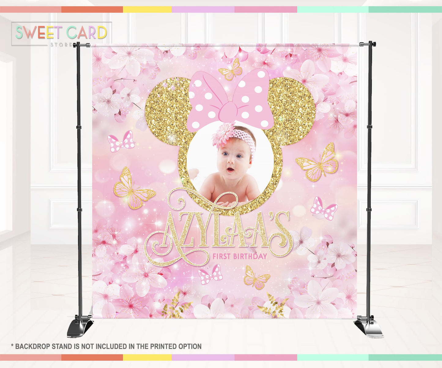 Minnie mouse party backdrop, minnie baby shower backdrop, minnie mouse banner, minnie glitter baby shower backdrop decor, minnie glitter