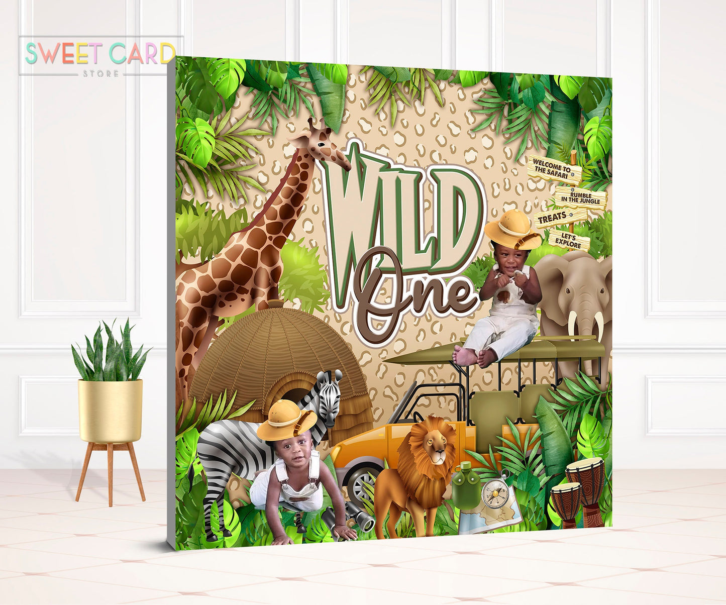 JUNGLE SAFARI Wild one, Jungle safari realistic baby shower, jungle birthday, safari backdrop, jungle printable backdrop wild banner decor