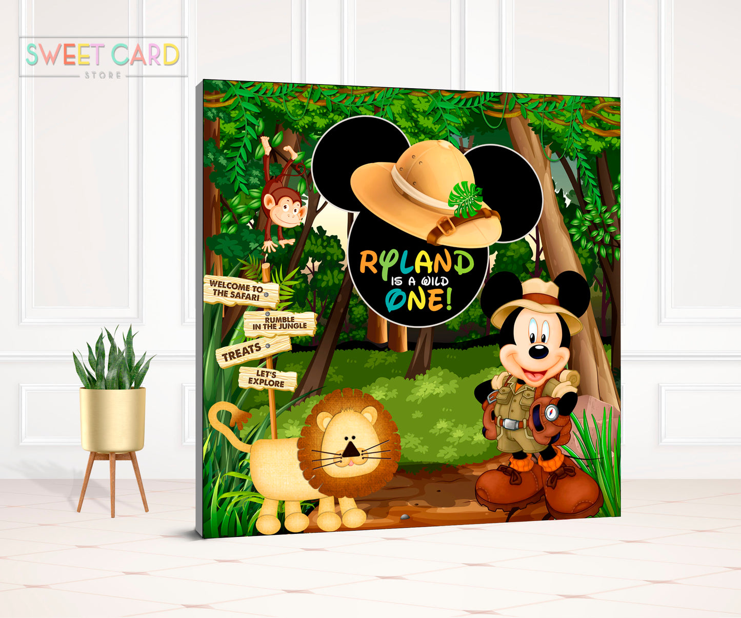 Mickey mouse safari jungle party backdrop, mickey safari backdrop, animals jungle mickey banner, mickey party decor, mickey mouse party