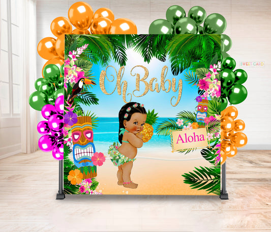 Luau Tropical Baby Shower Backdrop