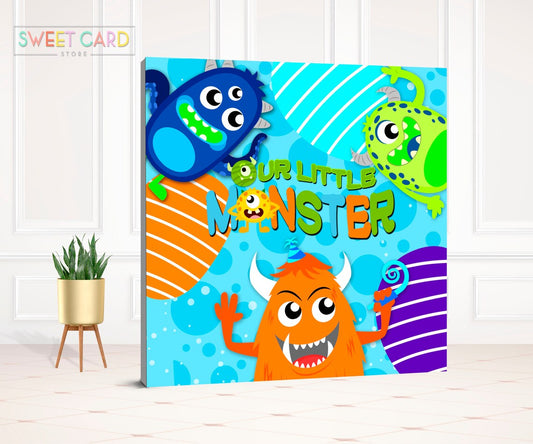 Our little monster party backdrop monster birthday monster decor monster banner baby shower party baby shower decoration
