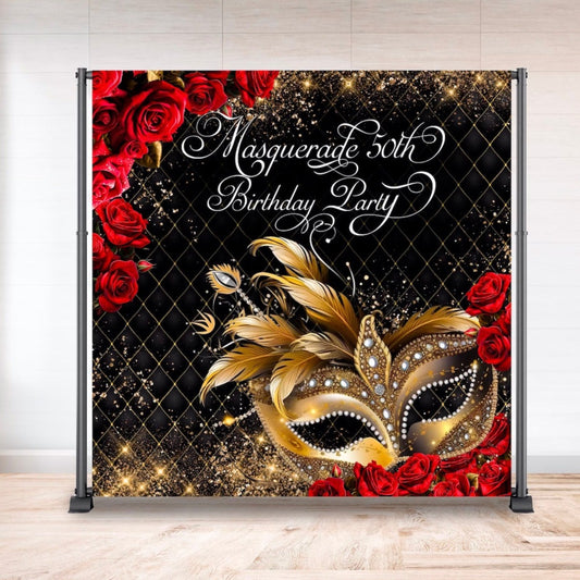 Copy of masquerade backdrop, black gold red masquerade, Glitter masquerade, masquerade,mardi gras backdrop,party backdrop,birthday backdrop,printed