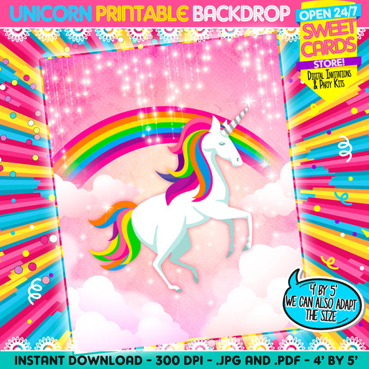 Unicorn Backdrop, Unicorn Banner, Unicorn Birthday, Unicorn Invitation, Unicorn Backing, Unicorn Party, Unicorn Printables, Unicorn Design