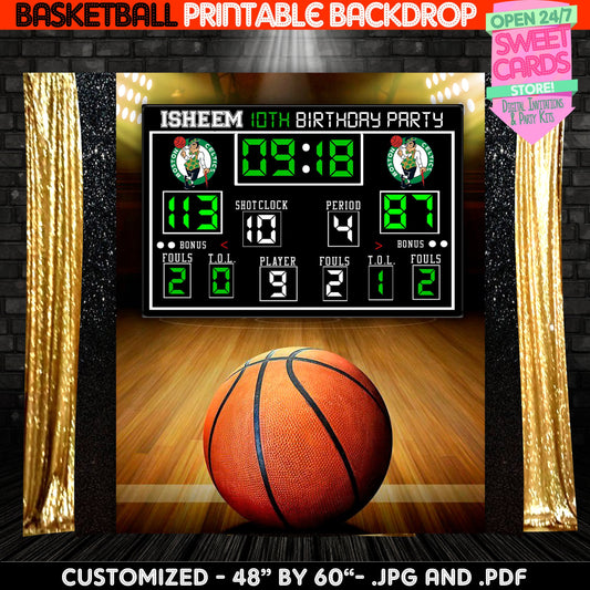 Basketball Backdrop, Basket Backdrop, Basket game score board backdrop, Score board Backdrop, Basket Birthday party, Basketball Party, Party