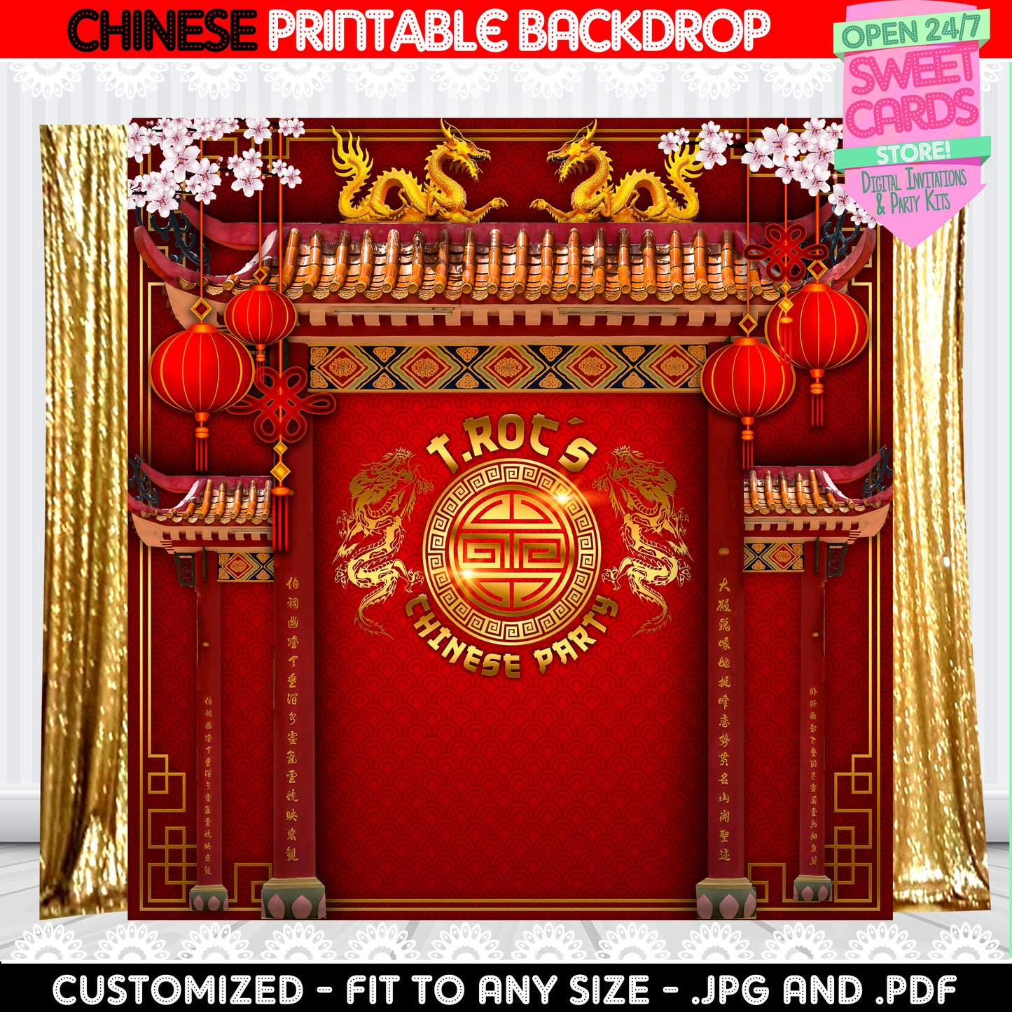 Chinese Party Printable Backdrop, Chinese Party Backdrop, Chinese Party Decor, Chinese Party Printables, Chinese Party, Chinese Party Style