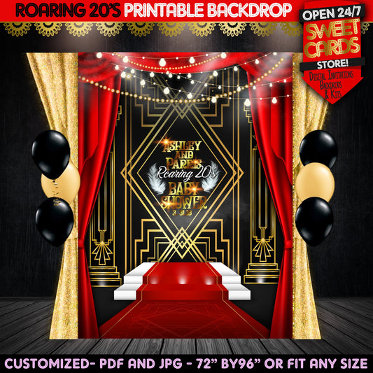 Art deco Printable Backdrop, retro Printable backdrop, art deco Theme party backdrop, roaring 20s Party Decor, prom backdrop decor banner