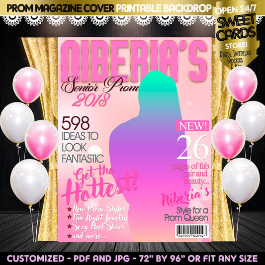 Magazine cover Prom Printable Backdrop, Prom Elegant Backdrop, Prom Background, Prom party Backdrop, Party Backdrop, Prom 2023, ADD PICTURE