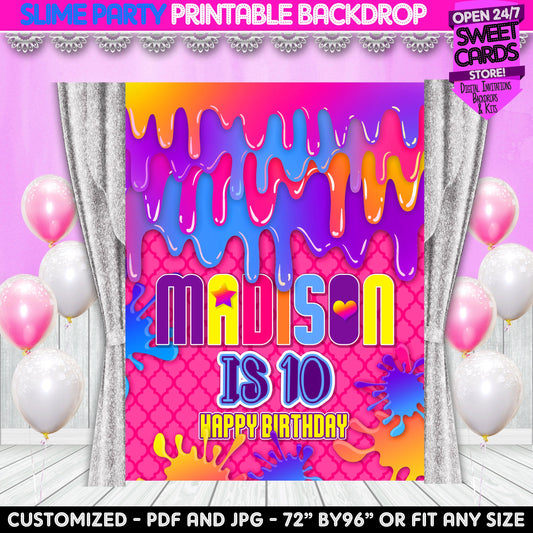 Slime Printable Party Backdrop, Slime Candy Bar Printable Backdrop, Slime CAndy Bar Backdrop, Slime party, Slime party printables, Slime