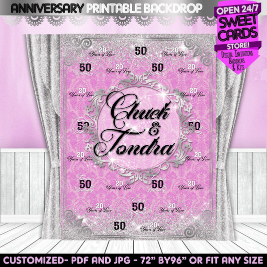 Wedding printable Backdrop, Wedding lavender silver printable backdrop, Wedding Photo Backdrop, Wedding banner, Wedding Anniversary backdrop