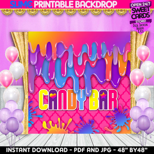 Slime Printable Party Backdrop, Slime Candy Bar Printable Backdrop, Slime  CAndy Bar Backdrop, Slime party, Slime party printables, Slime