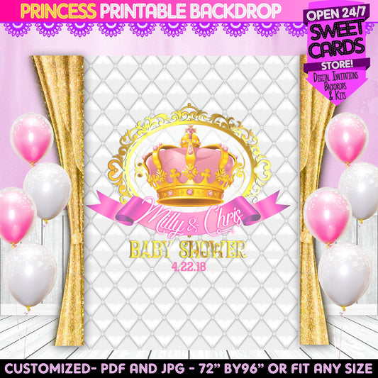 Princess tiara Party Backdrop, Princess crown Party Backdrop, Princess tiara Backdrop, Princess birthday party, Princess baby shower