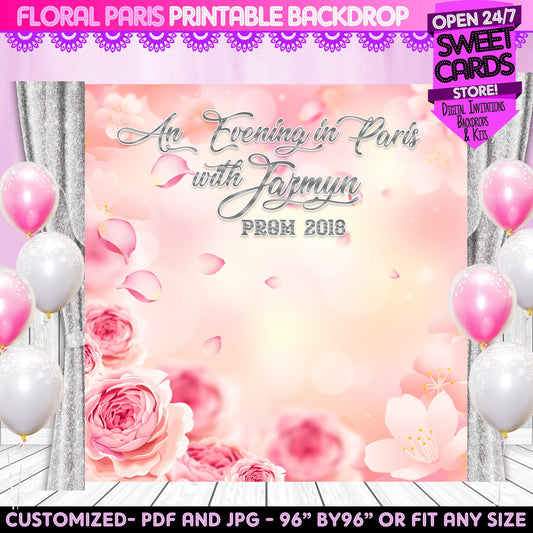 Evening in paris Floral Printable backdrop, Floral silver printable backdrop, Floral photo backdrop, Petals Photo backdrop, Magical Photo
