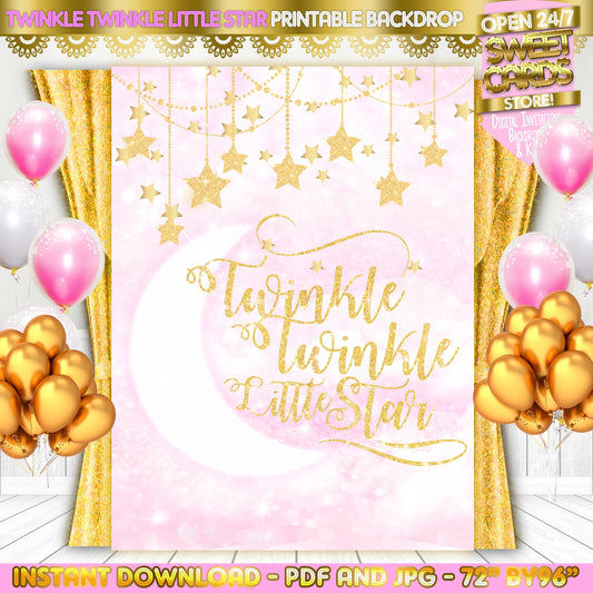 Twinkle Twinkle Little Star Party Backdrop, Stars Backdrop, Moon and Stars Backdrop, Twinkle Twinkle Little Star Party, Stars Party Backdrop