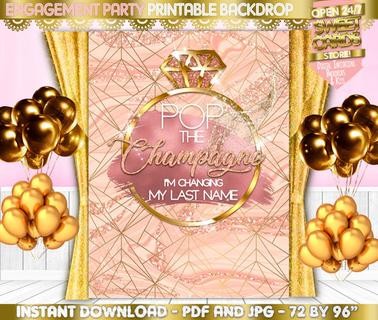 Engagement Party Printable Backdrop, Engagement photo backdrop, Engagement party decor, Briday Party Backdrop, Rose gold backdrop, Bridal