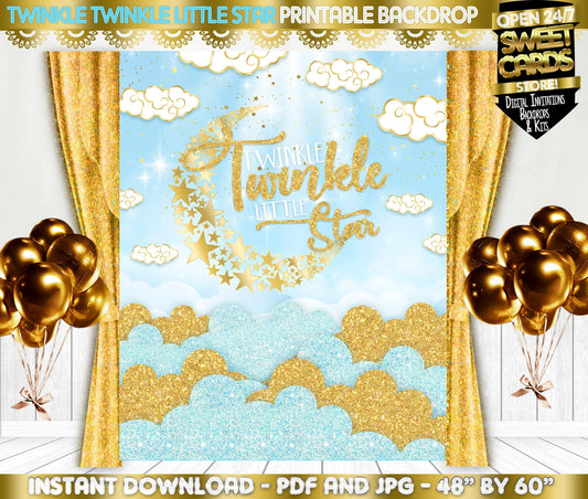 Twinkle Twinkle Little Star Party Backdrop, Stars Backdrop, Moon and Stars Backdrop, Twinkle Twinkle Little Star Party, Stars Party Backdrop