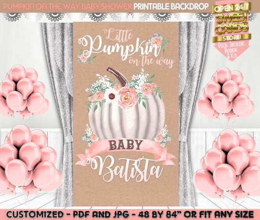 Little Pumpkin on the way Baby shower Backdrop, Pumpkin baby shower backdrop, fall autumn backdrop, pumpkin banner, autumn baby shower