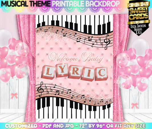 Musical Theme Printable Backdrop, Music Theme Baby Shower Backdrop, Music Notes Backdrop, Music Theme baby shower, Musical Baby shower