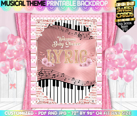 Musical Theme Printable Backdrop, Music Theme Baby Shower Backdrop, Music Notes Backdrop, Music Theme baby shower, Musical Baby shower