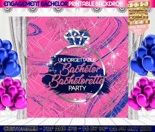 Pink Navy Bachelor bachelorette engagement party backdrop, Engagement party backdrop, Bachelorette party backdrop Pink navy 16 backdrop