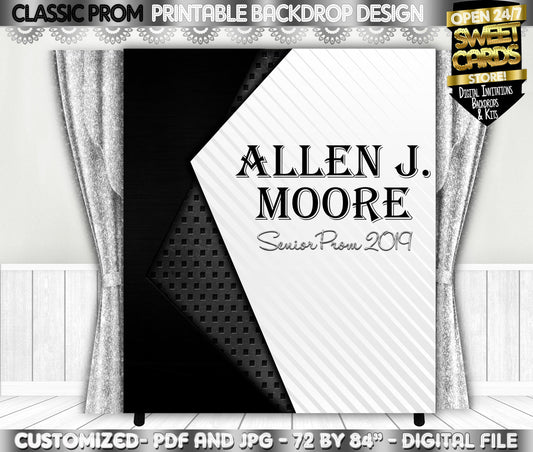 classic Prom Black silver Printable Backdrop, Prom Elegant Backdrop, Man Prom Background, Prom party Backdrop, Party Backdrop, Boy Prom 2023