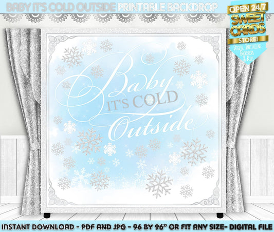 Baby Boy it's cold outside printable backdrop, Baby it's cold outside backdrop, Winter wonderland Backdrop, Winter baby shower party decor