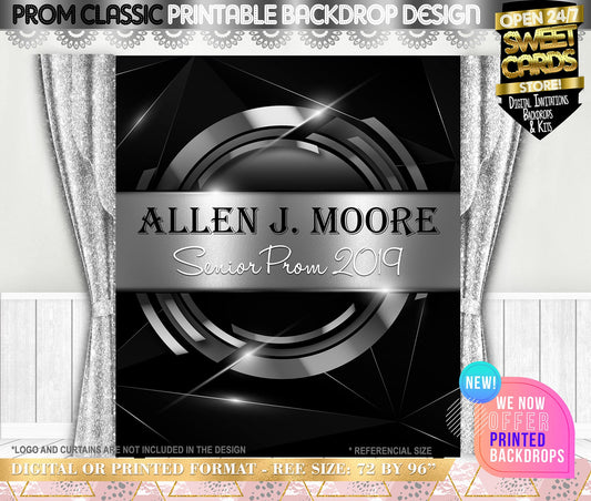 classic Prom Black silver Printable Backdrop, Prom Elegant Backdrop, Man Prom Background, Prom party Backdrop, Party Backdrop, Boy Prom 2023