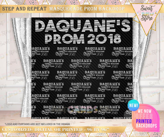 classic Prom Black silver Step and Repeat Backdrop, Prom Elegant Backdrop, Prom Background, Prom party Backdrop, 2k23 Backdrop, Prom 2023