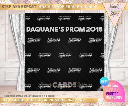 classic Prom Black silver Step and Repeat Backdrop, Prom Elegant Backdrop, Prom Background, Prom party Backdrop, 2k23 Backdrop, Prom 2023