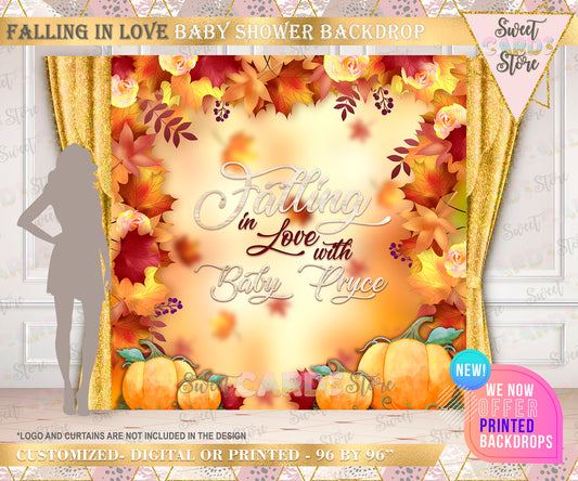 Fall Baby shower backdrop, Fall scene backdrop, Falling in Love backdrop, Autumn Fall Backdrop, Fall Banner, Fall party decor Autumn decor