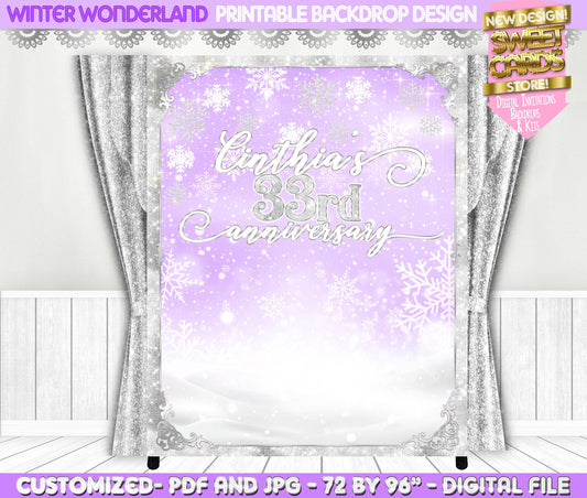 Winter Wonderland Snowflakes Digital Printable party backdrop, Winter Onederland Backdrop, Winter Snow Snowflakes backdrop, winter banner