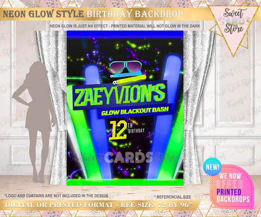 Neon and glow  backdrop, Neon backdrop, background glow, neon colors, party, birthday, sixteen, fifteen, personalized,custom Printed digital