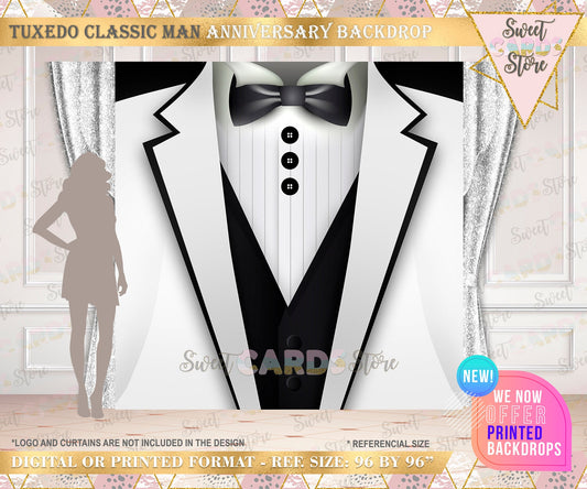 White Tuxedo Backdrop, Classic Man Backdrop, tuxedo Background, man party Backdrop, Man Jacket, tuxedo banner White tuxedo banner