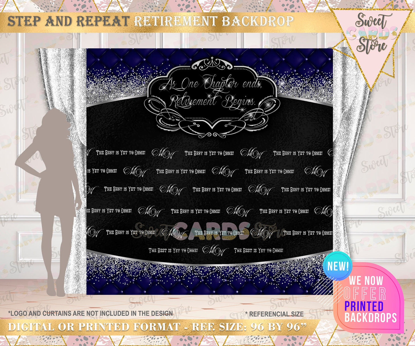 Retirement step and repeat backdrop, Wedding step and repeat printed or digital backdrop, wedding backdrop decor, retirement backdrop