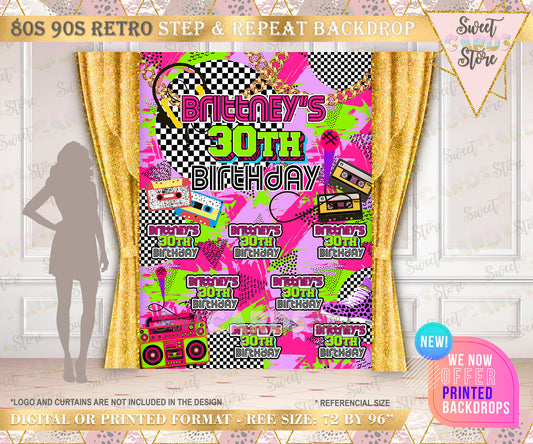 80's 90's Printable Party Backdrop, 90s Printable Backdrop, Retro Backdrop, graffiti backdrop, 80s Backdrop, Sweet 16 Backdrop step & repeat