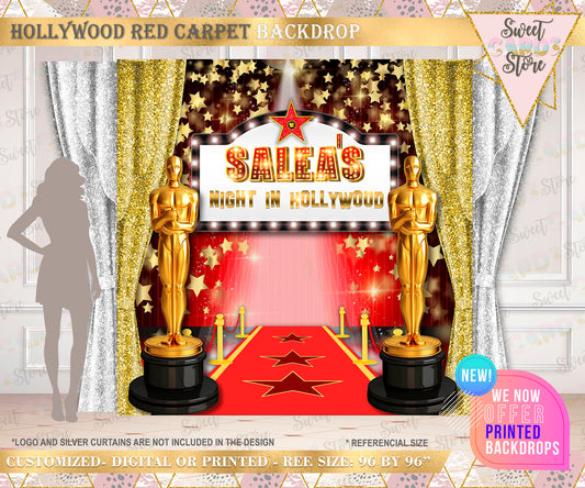 Hollywood Glam Party Backdrop, Hollywood Party Backdrop, Red and gold Party Backdrop, Hollywood Theme Party Backdrop, glam Party backdrop