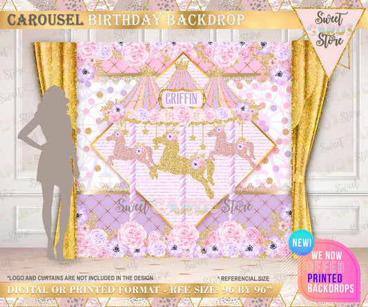 Carousel Printable Backdrop, Carousel Party Photo Backdrop, Carousel Party Background, Carousel Party Printable Banner, Carousel Party decor