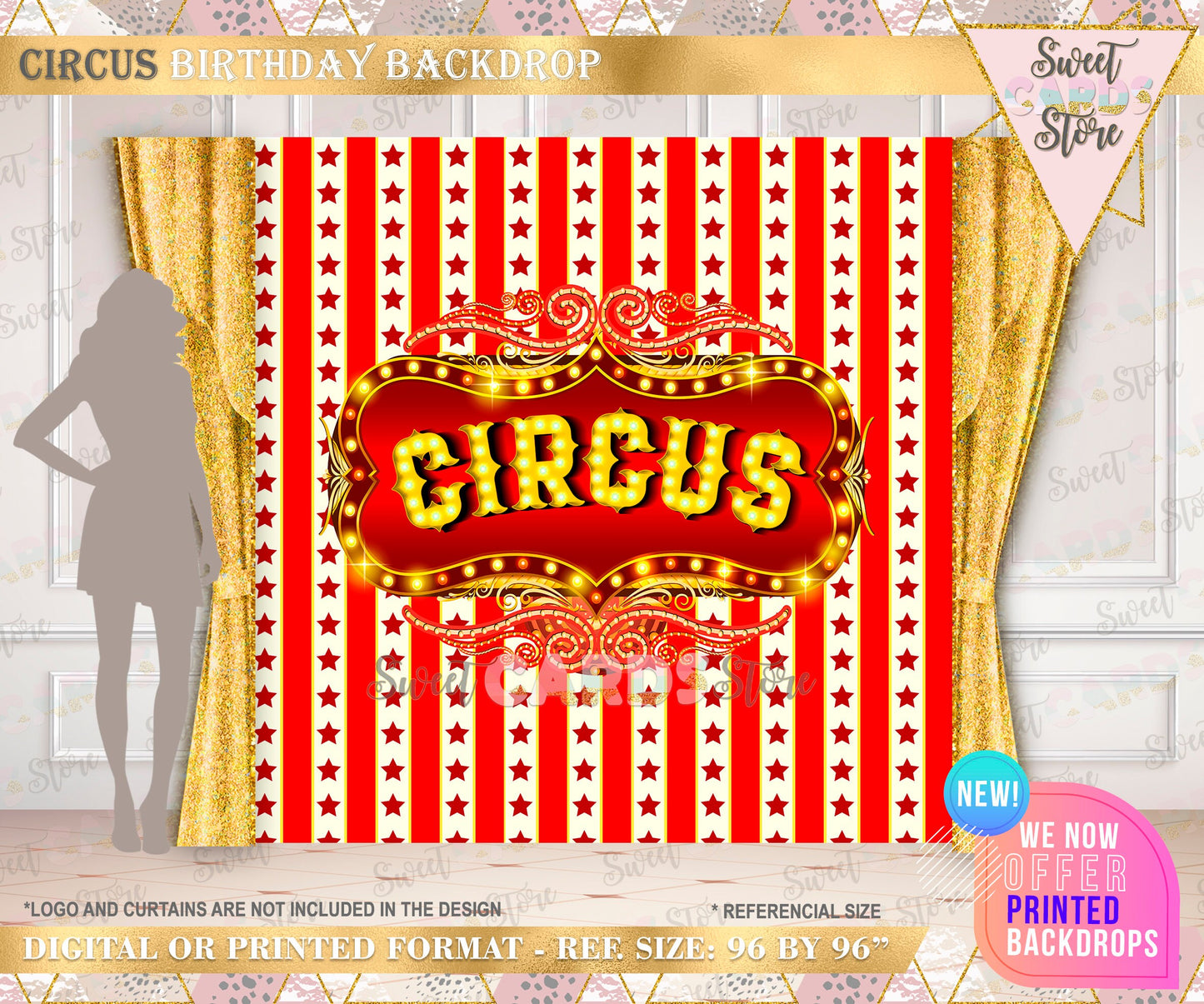 Circus Tent Printable Party Backdrop, Circus Party Backdrop, Circus fair Carnival Backdrop, Circus Banner, Circus Photo Backdrop, Fair decor