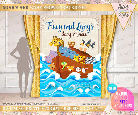 Noah's ark backdrop, Noah's ark banner, animals ark backdrop, animals baby shower, noah's ark baby shower, ark baby shower backdrop, banner