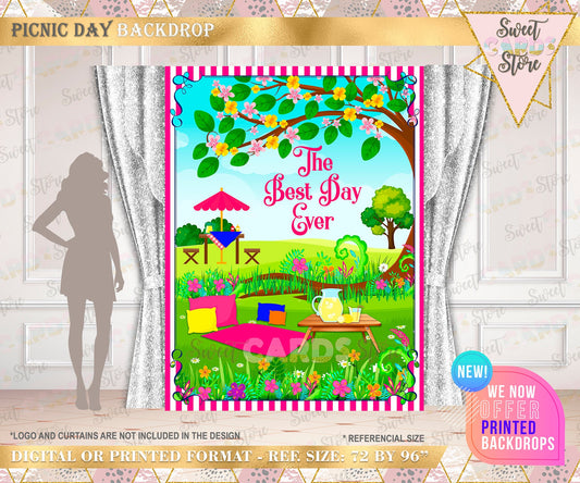 Picnic Backdrop, Picnic Day Backdrop, Picnic Birthday Party decor, picnic background, Picnic Banner