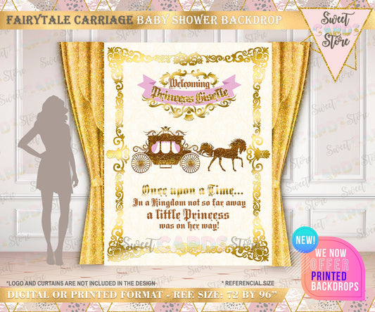 Princess Carriage Party Backdrop, Carriage Backdrop, Princess Fairytale party backdrop, Princess Baby shower Backdrop, Carriage Backdrop