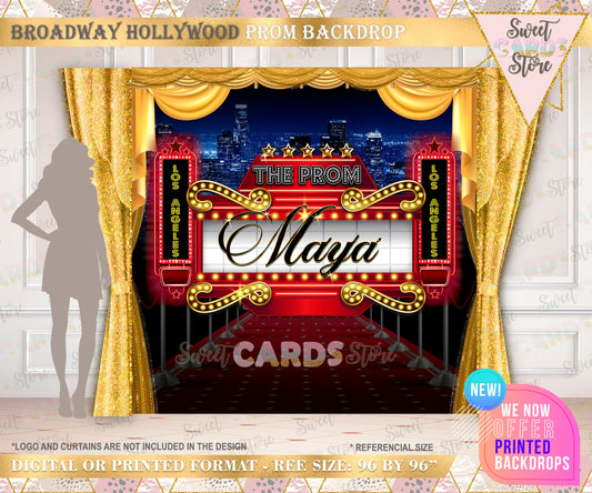 Hollywood Glam Printable Party Backdrop, Hollywood braodway Party Backdrop, Red and gold Party Backdrop, Hollywood broadway party backdrop