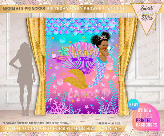Mermaid Glitter Backdrop, Mermaid under the sea Backdrop, Mermaid Photo Backdrop, Underwater mermaid Backdrop, Mermaid Party Decor