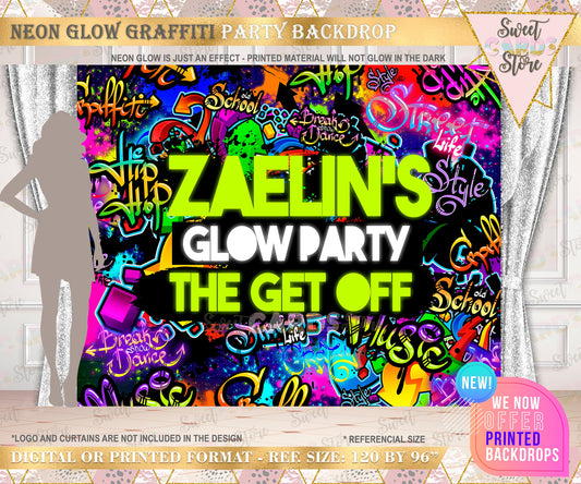 Neon Graffiti Printable Party Backdrop, Graffiti Printable Backdrop, Graffiti Backdrop, Glow Party Backdrop, Graffiti Background, Graffiti