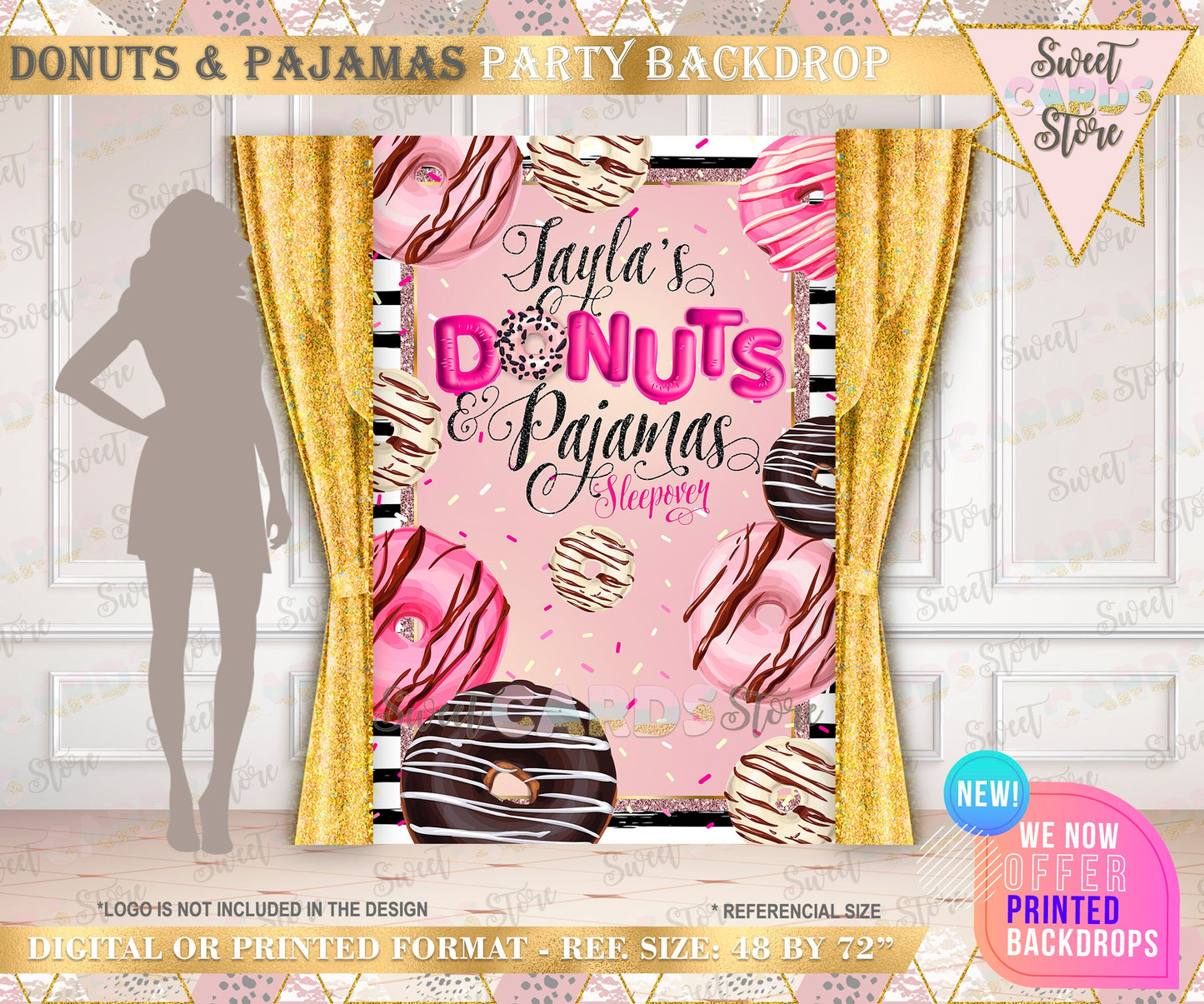 Donut grow up backdrop, Donuts Backdrop, Donut and Sprinkles Party backdrop, Donuts banner, Candy Backdrop, Sweet candyland backdrop