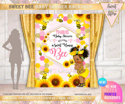 Sweet Hunni Bee Party Printable Backdrop, Baby girl bee backdrop, Bee Baby Shower, Bumble bee party, Bumble Bee Decor Bumble Bee girl Banner