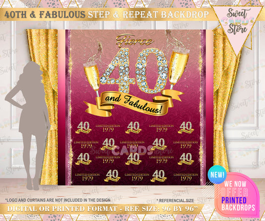 Diamonds champagne Backdrop 40th, 50th birthday backdrop, diamond backdrop, burgundy gold backdrop, diamonds champagne step and repeat
