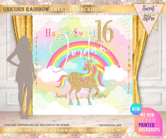 Unicorn printable digital backdrop, unicorn party, unicorn sweet 16 backdrop decor, unicorn birthday, unicorn banner, unicorn baby shower