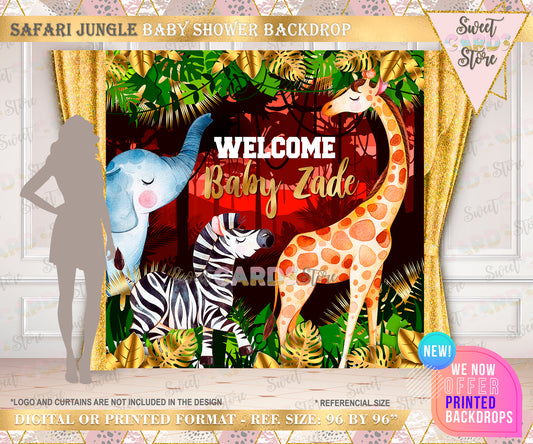 Jungle safari Printable Backdrop, Jungle animals Theme baby party backdrop, Jungle Birthday Party, Wild One jungle backdrop, Jungle Banner